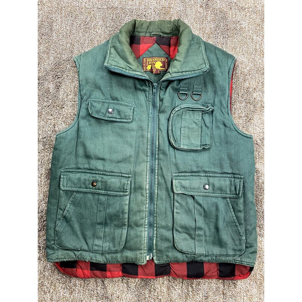 vtg Branded LION Canvas Workwear Jacket Men Large Heavyweight Utility Chore Barn